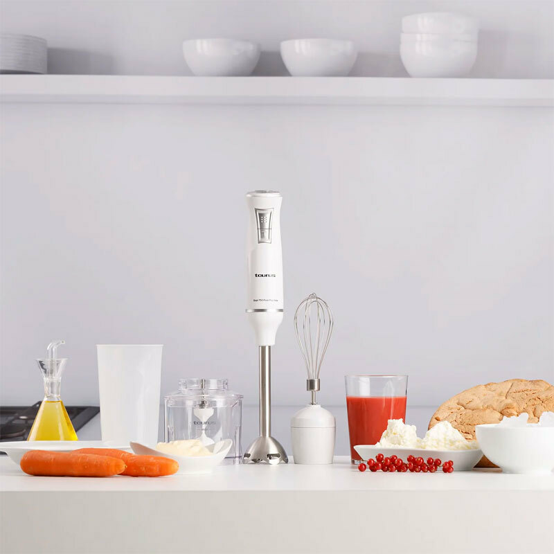 Batidora de mano Taurus Bapi 750 Pure Plus Inox – 750 W, Turbo, picadora 500 ml