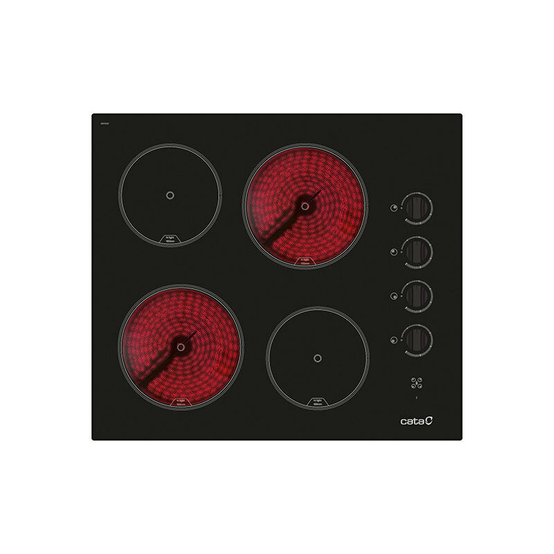 Placa vitrocerámica Cata 604 HVI/C – 4 zonas, 6 kW, mandos giratorios