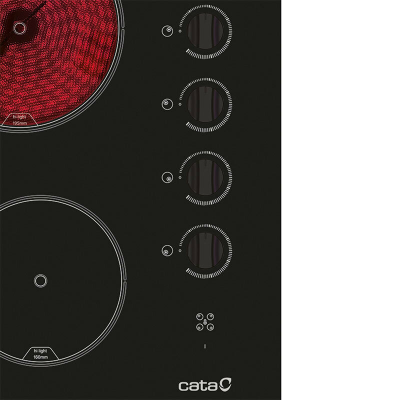 Placa vitrocerámica Cata 604 HVI/C – 4 zonas, 6 kW, mandos giratorios