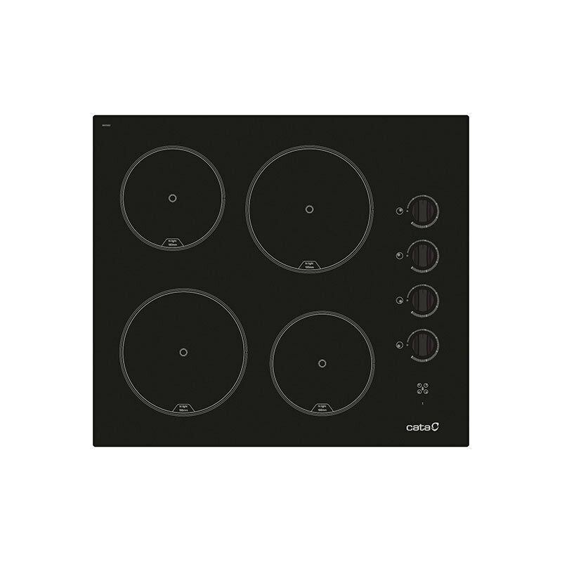 Placa vitrocerámica Cata 604 HVI/C – 4 zonas, 6 kW, mandos giratorios