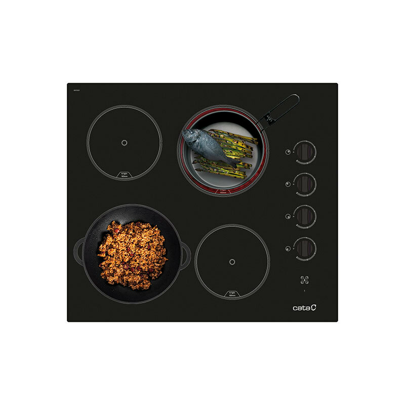 Placa vitrocerámica Cata 604 HVI/C – 4 zonas, 6 kW, mandos giratorios