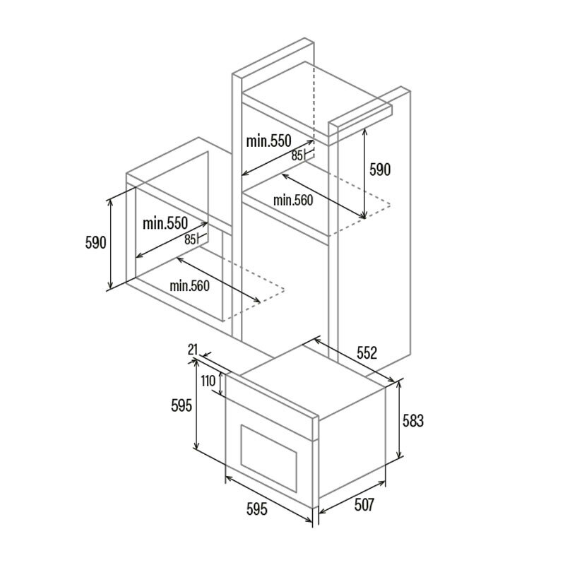 Horno encastrable Cata SES7004X/C – 65 L, Clase A, Limpieza hidrolítica