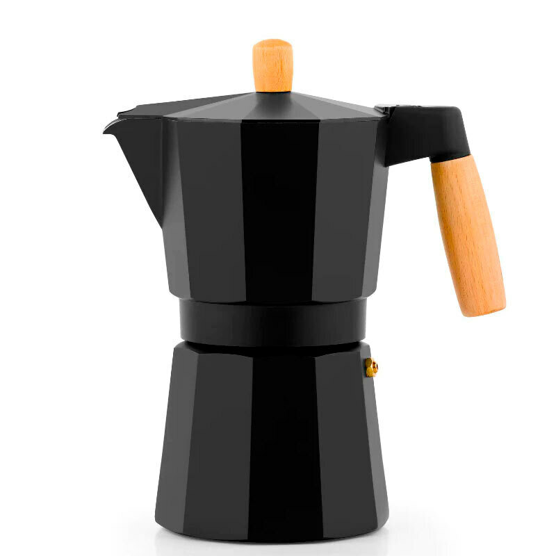 Cafetera italiana BRA Market – 12 tazas, fondo inducción, asa madera ergonómica