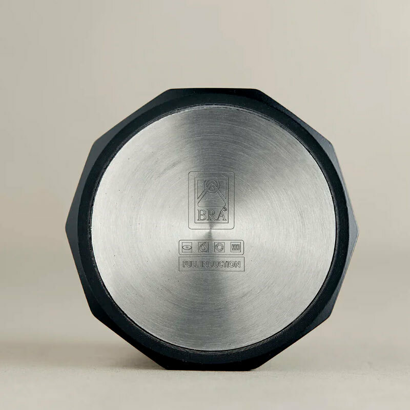 Cafetera italiana BRA Market 6 tazas – Compatible inducción, Aluminio duradero, Mango madera