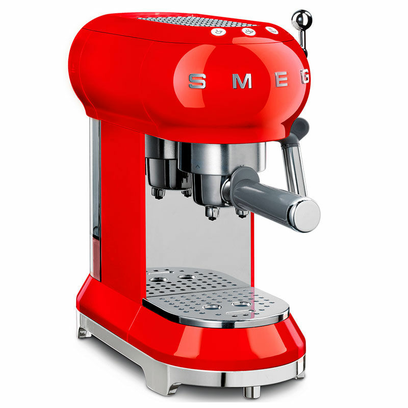 Cafetera espresso manual Smeg ECF01RDEU – 15 bar, Thermoblock, Varilla vapor