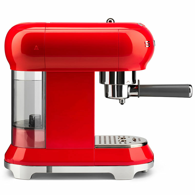 Cafetera espresso manual Smeg ECF01RDEU – 15 bar, Thermoblock, Varilla vapor