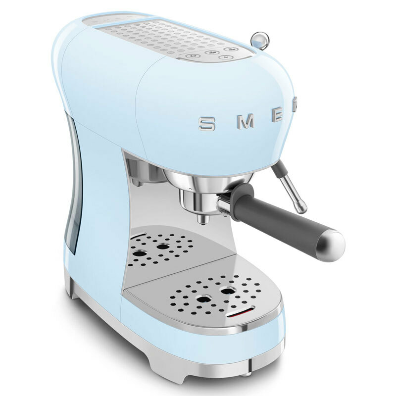 Cafetera espresso manual Smeg ECF02PBEU – 15 bar, varilla de vapor, azul pastel