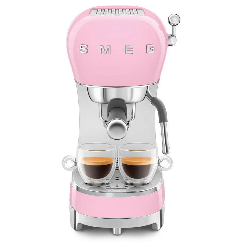 Cafetera espresso manual Smeg ECF02PKEU – Rosa 50's, 15 bar, depósito 1,1 L