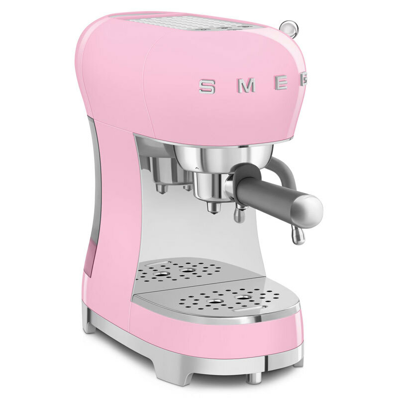 Cafetera espresso manual Smeg ECF02PKEU – Rosa 50's, 15 bar, depósito 1,1 L