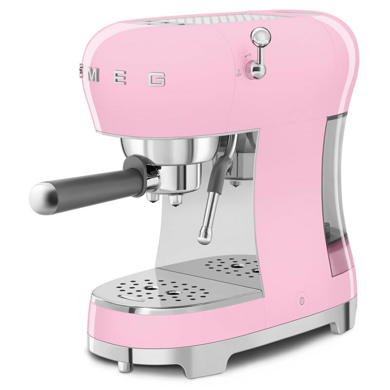 Cafetera espresso manual Smeg ECF02PKEU – Rosa 50's, 15 bar, depósito 1,1 L