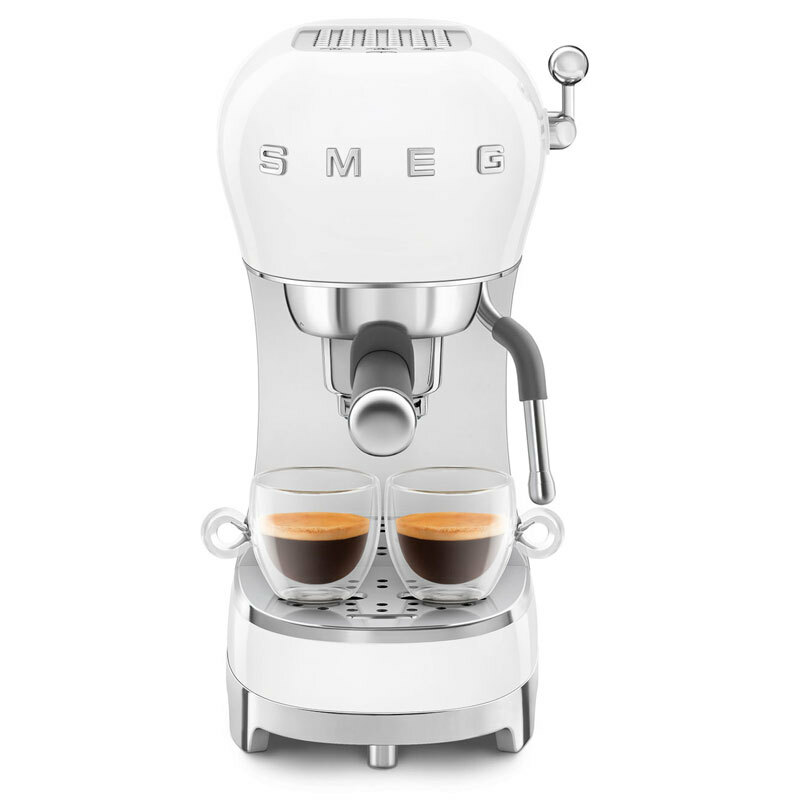 Cafetera espresso manual Smeg ECF02WHEU – 15 bar, Thermoblock rápido, Varilla de vapor