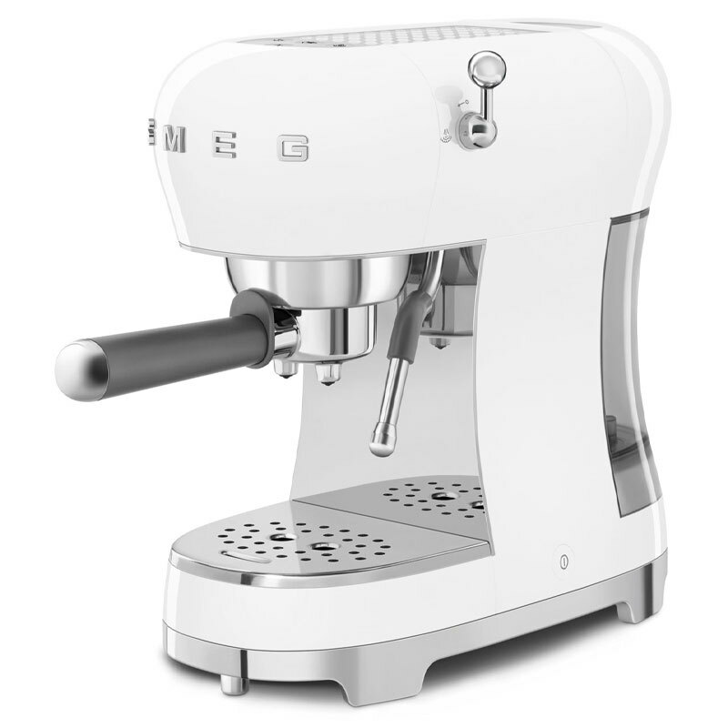 Cafetera espresso manual Smeg ECF02WHEU – 15 bar, Thermoblock rápido, Varilla de vapor