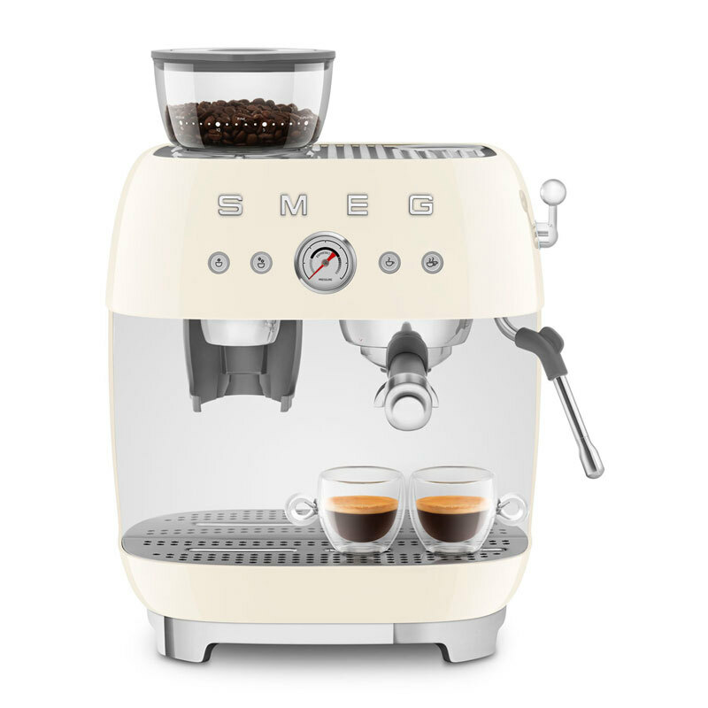 Cafetera espresso Smeg EGF03CREU – Molinillo integrado, Doble thermoblock, Depósito 2,4 L