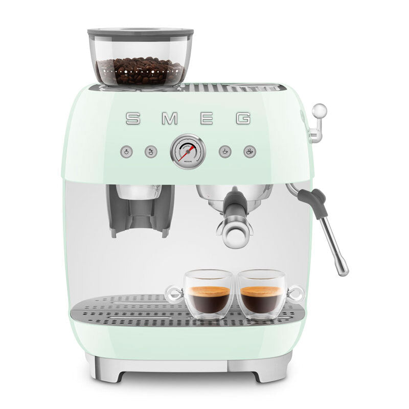 Cafetera espresso manual Smeg EGF03PGEU – Molinillo integrado, Doble thermoblock, 20 bar