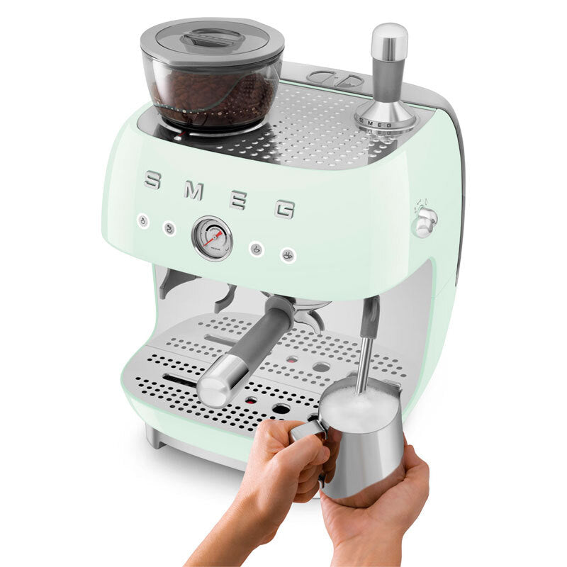 Cafetera espresso manual Smeg EGF03PGEU – Molinillo integrado, Doble thermoblock, 20 bar