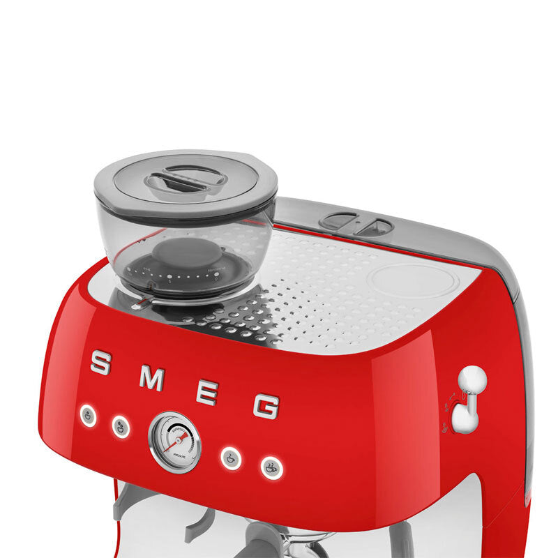 Cafetera espresso manual Smeg EGF03RDEU – Molinillo integrado, Portafiltro 58 mm, Vapor inmediato