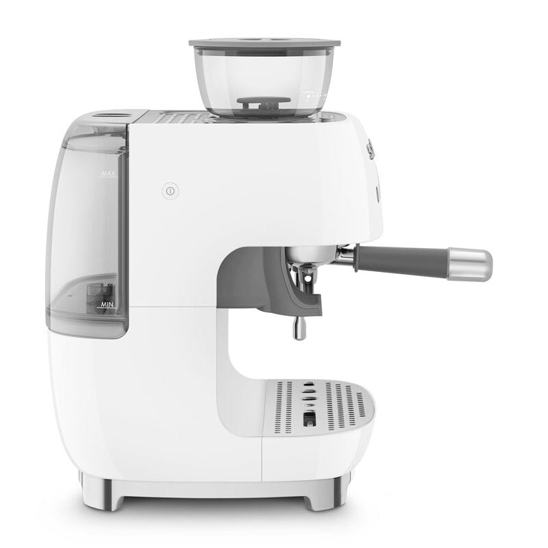 Cafetera espresso manual Smeg EGF03WHEU – Molinillo integrado, 20 bar, Varilla de vapor