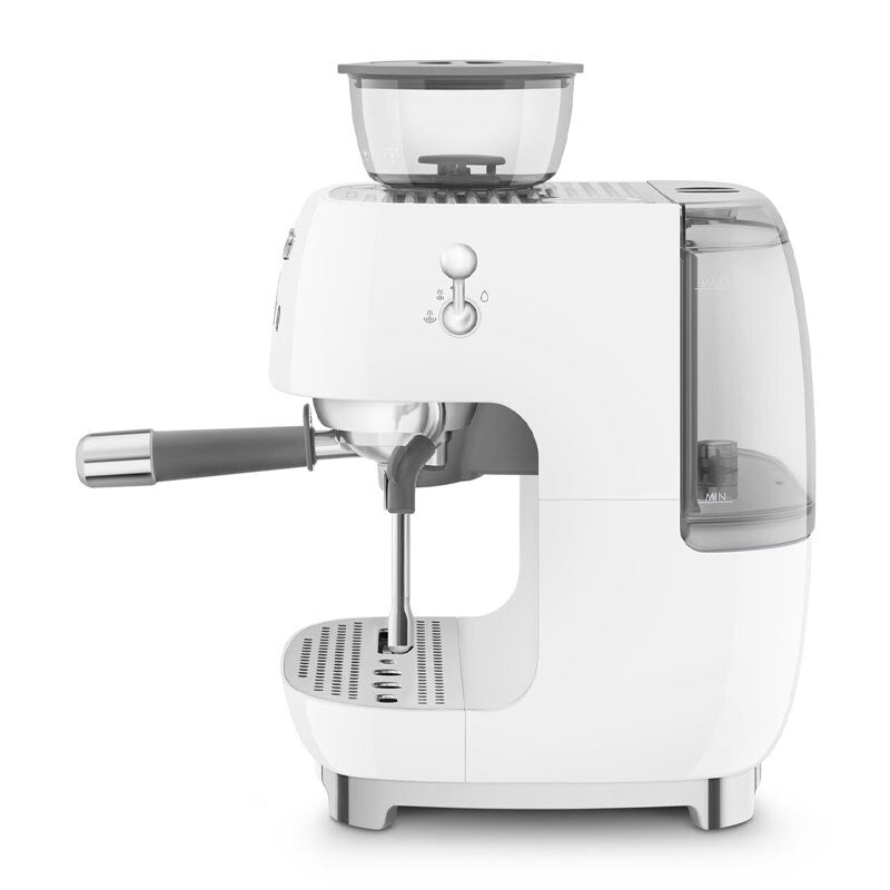 Cafetera espresso manual Smeg EGF03WHEU – Molinillo integrado, 20 bar, Varilla de vapor