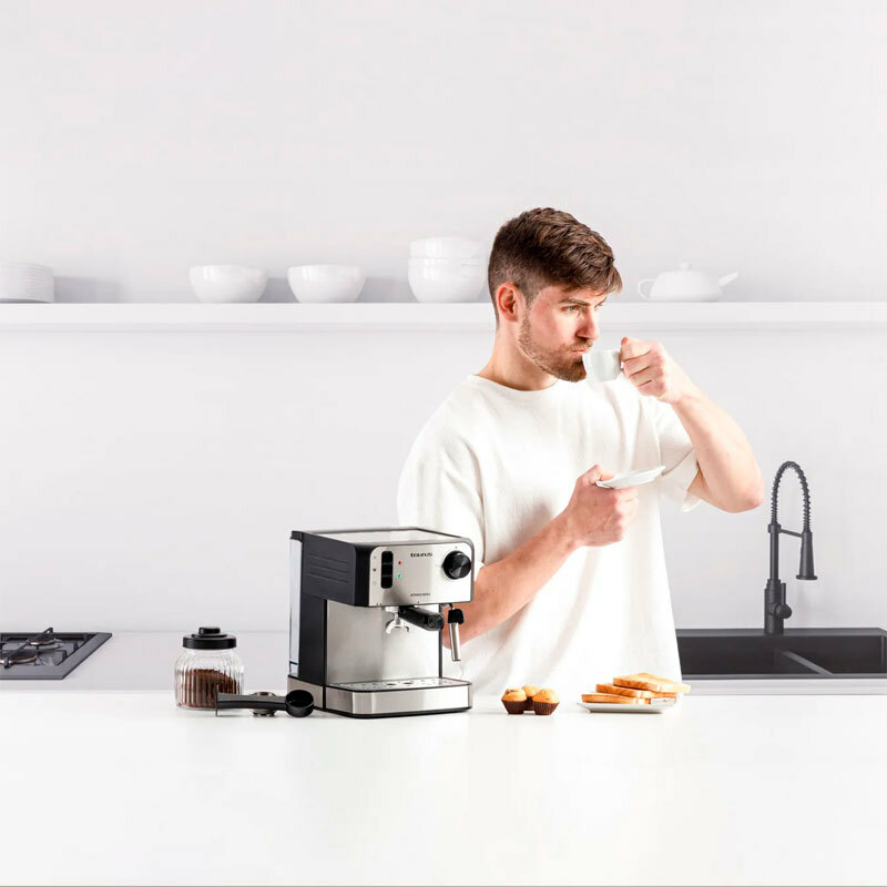 Cafetera espresso manual Taurus Intenso Moka 920647000 (CM851X) – 20 bar, Depósito 1,6 L, Vaporizador inox