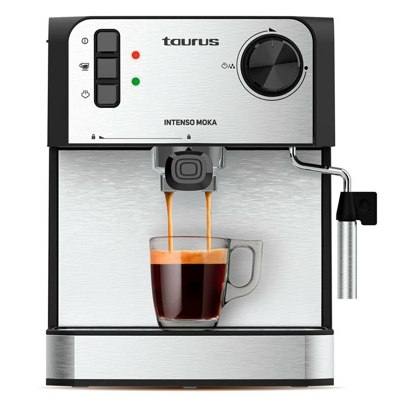 Cafetera espresso manual Taurus Intenso Moka 920647000 (CM851X) – 20 bar, Depósito 1,6 L, Vaporizador inox
