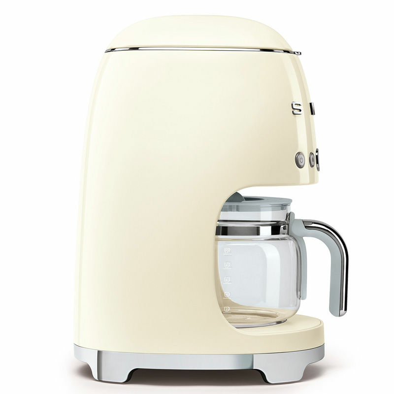 Cafetera de goteo Smeg DCF02CREU – 1,4 L (10 tazas), programable, diseño 50's crema