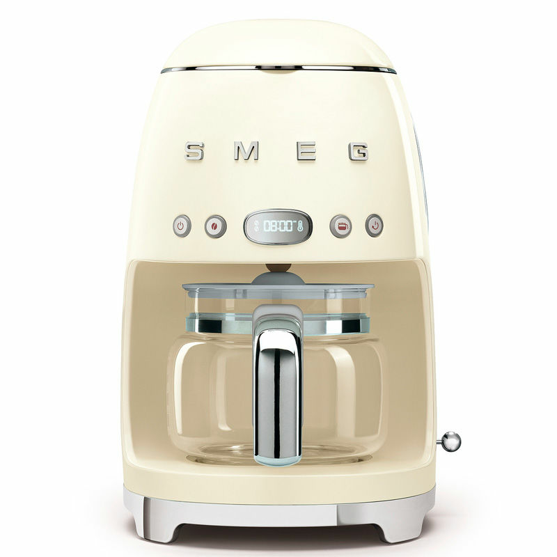 Cafetera de goteo Smeg DCF02CREU – 1,4 L (10 tazas), programable, diseño 50's crema