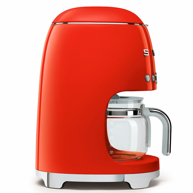 Cafetera de goteo Smeg DCF02RDEU – 1,4 L (10 tazas), Programable, Retro rojo