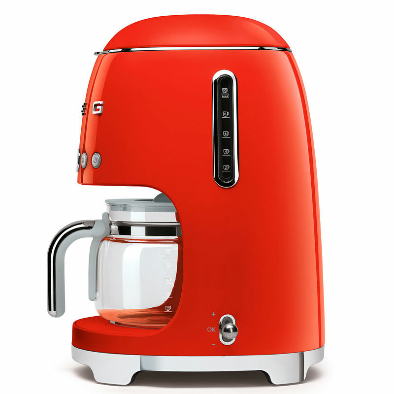Cafetera de goteo Smeg DCF02RDEU – 1,4 L (10 tazas), Programable, Retro rojo