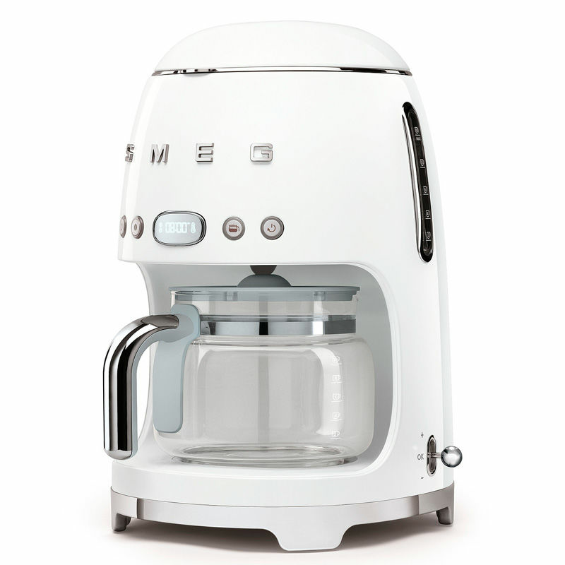 Cafetera de goteo Smeg DCF02WHEU – 10 tazas, Auto Start, selector de intensidad