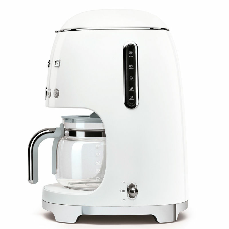 Cafetera de goteo Smeg DCF02WHEU – 10 tazas, Auto Start, selector de intensidad