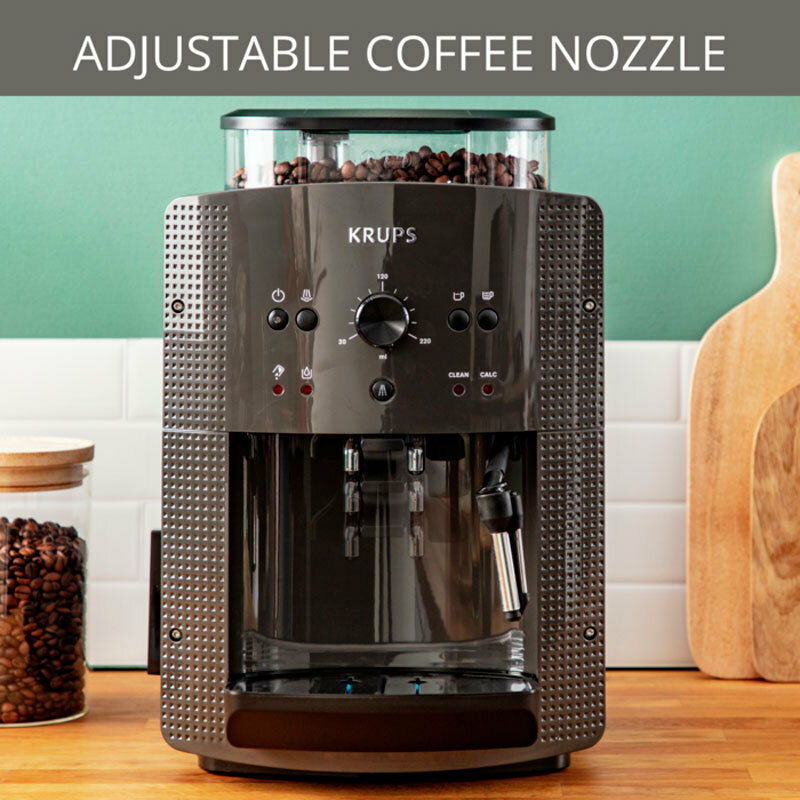 Cafetera superautomática Krups EA810B70 – Molinillo cónico 3 ajustes, Depósito 1,7 L, Varilla de vapor