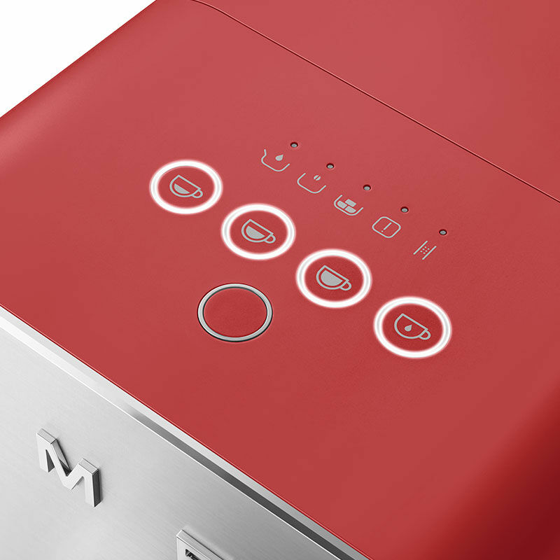 Cafetera superautomática Smeg BCC01RDMEU – Rojo 50's, molinillo integrado, 19 bar