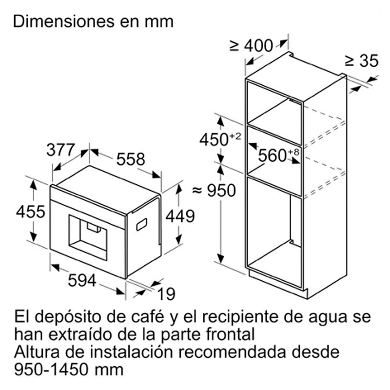 Cafetera superautomática integrable Bosch CTL7181B0 – 32 especialidades, Jarra de leche integrada, Depósito 2,4 L