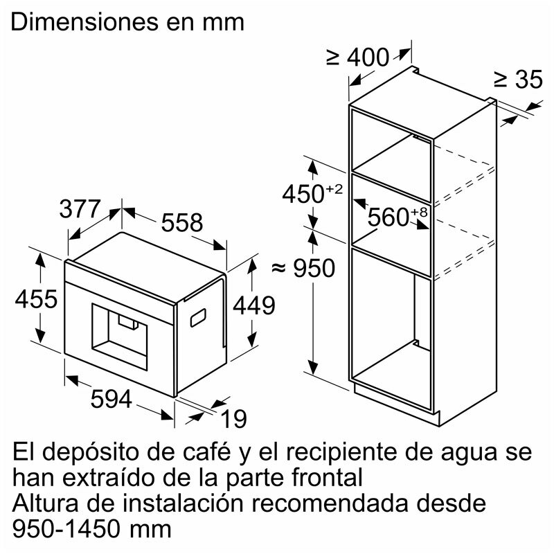 Cafetera superautomática integrable Siemens CT718L1B0 – Molinillo cerámico, Jarra de leche integrada, 30+ bebidas automáticas