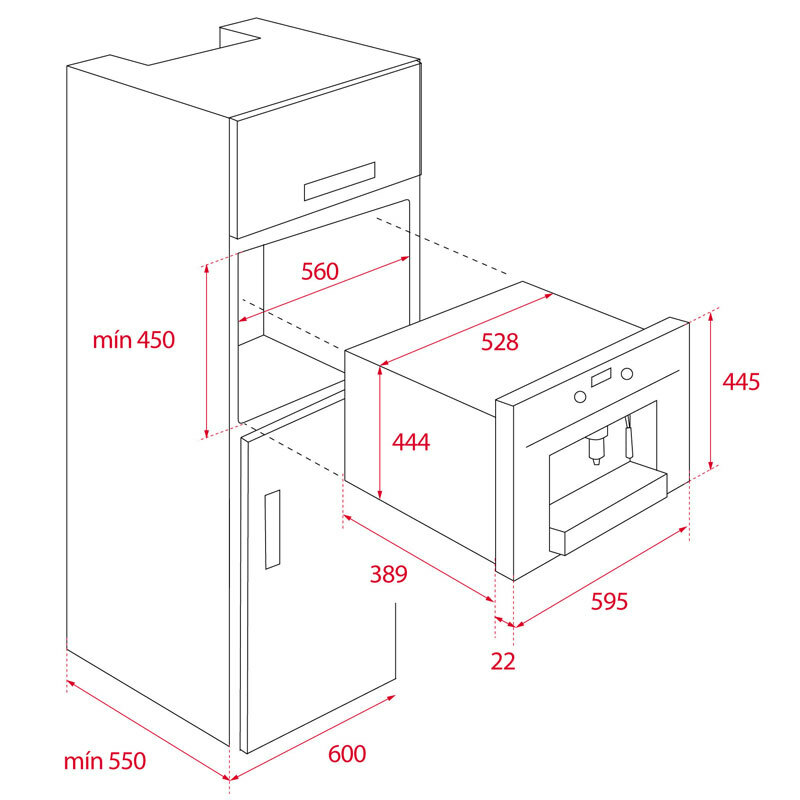 Cafetera integrable Teka CLC 855 GM – 15 bar, Molinillo acero inoxidable, 30 programas