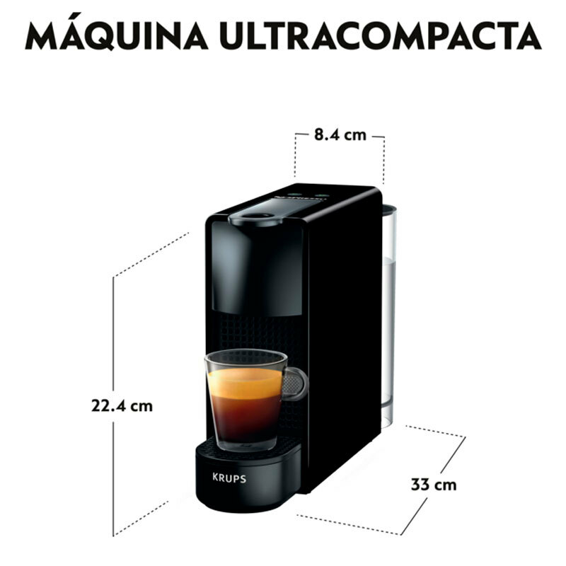 Cafetera de cápsulas Krups Essenza Mini XN1108RD – Nespresso Original, 19 bar, Depósito 0,6 L