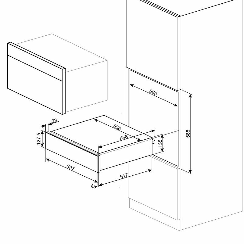 Calientaplatos integrable Smeg CPR915X – 21 L, Inox anti-huellas, 400 W
