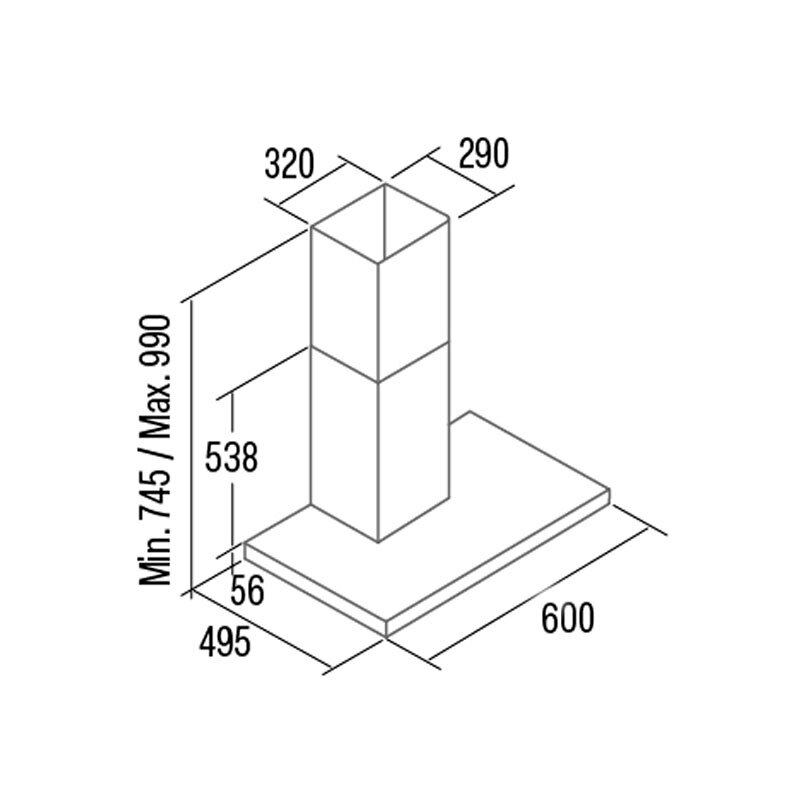 Campana decorativa Cata SYGMA 6010 BK – 802 m³/h, Clase A, LED regulable