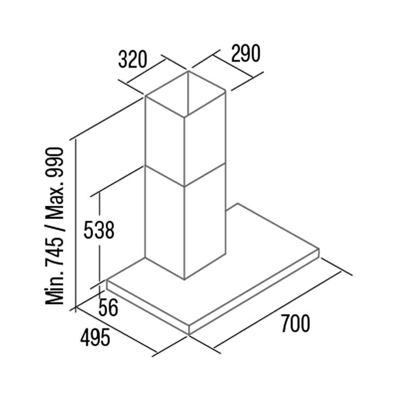 Campana decorativa pared Cata SYGMA 7010 BK – 70 cm, 802 m³/h, Filtro lavable