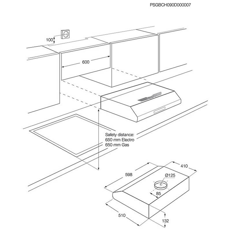 Campana convencional Electrolux EFU216S – Bajo mueble, 272 m³/h, Acero inox