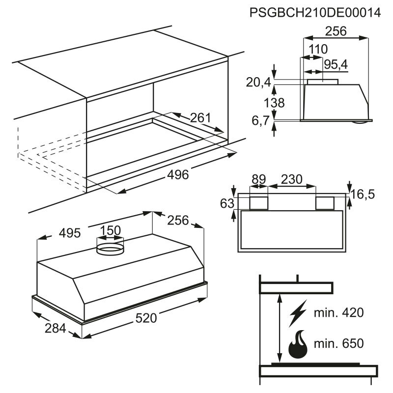 Campana extractora integrable Electrolux LFG235S – 52 cm, 330 m³/h, Inox