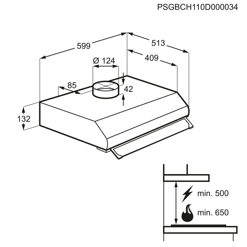 Campana extractora Electrolux LFU226W – Pared, 272 m³/h, LED