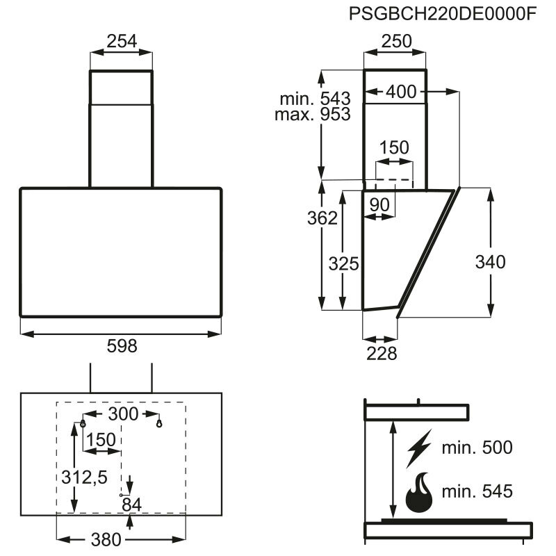 Campana decorativa Electrolux LFV436K – 615 m³/h, Hob2Hood automático, Cristal negro