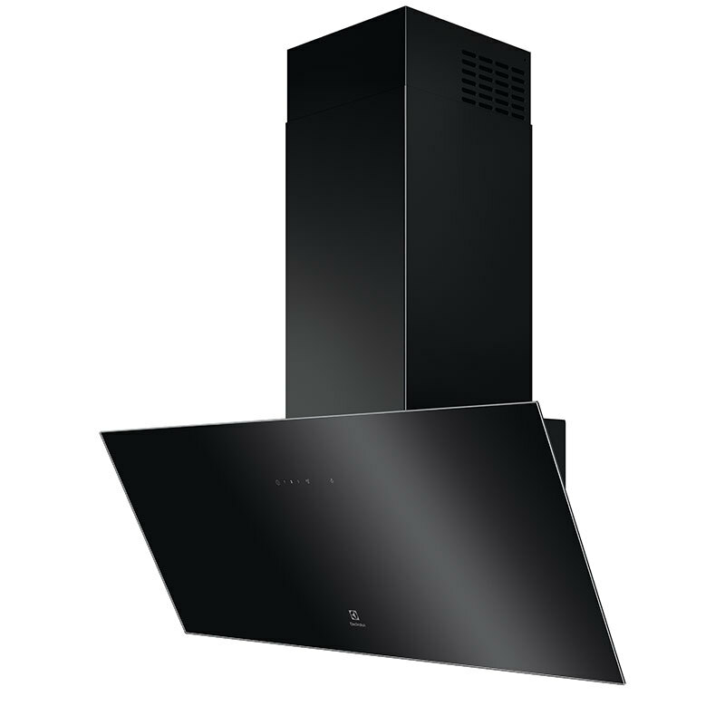 Campana extractora pared Electrolux LFV439K – 615 m³/h, Cristal negro inclinado, Controles táctiles Hob2Hood