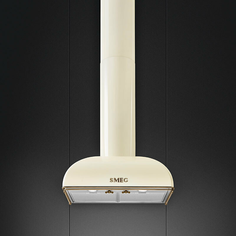 Campana decorativa de pared Smeg KS59POE2 – 820 m³/h, Clase A, Acabado crema