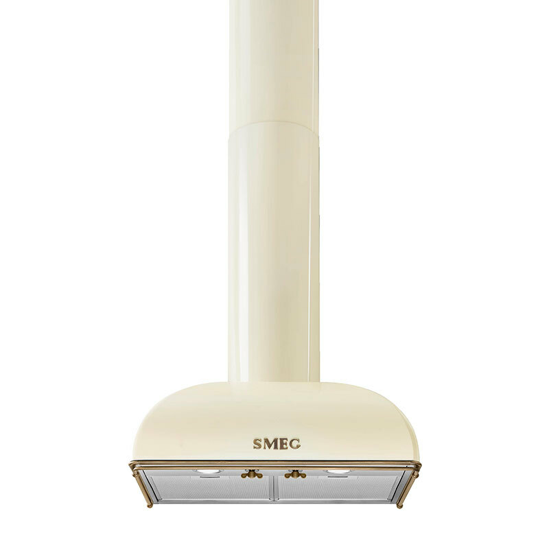 Campana decorativa de pared Smeg KS59POE2 – 820 m³/h, Clase A, Acabado crema