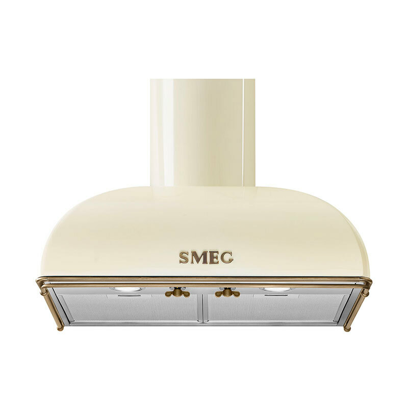 Campana decorativa de pared Smeg KS59POE2 – 820 m³/h, Clase A, Acabado crema