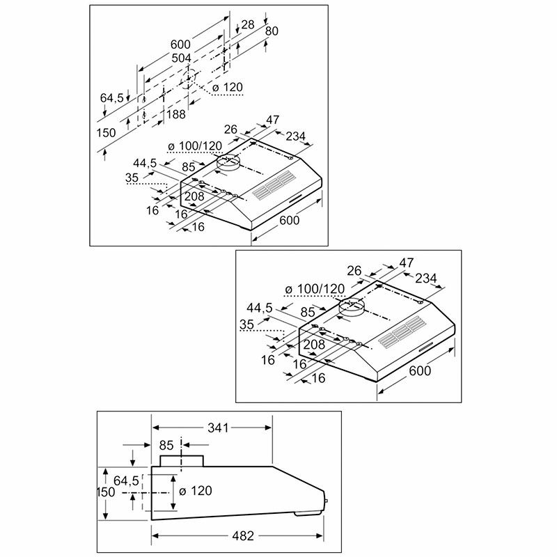 Campana convencional Balay 3BH262MBX – Bajo mueble, 60 cm, 250 m³/h