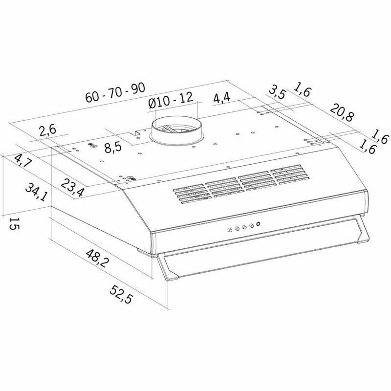Campana extractora convencional Mepamsa Modena 60 – 380 m³/h, 60 cm, Pared