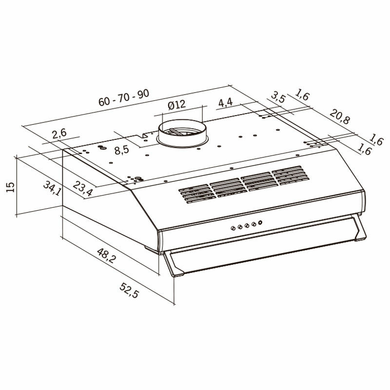 Campana extractora Mepamsa Modena 90 Inox V3 – Pared, 380 m³/h, Inox